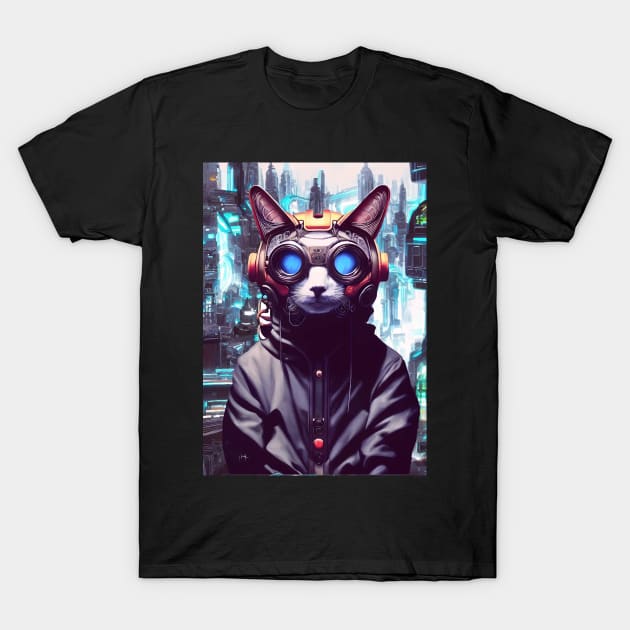 Cool Japanese Techno Cat In Japan Neon City T-Shirt by star trek fanart and more